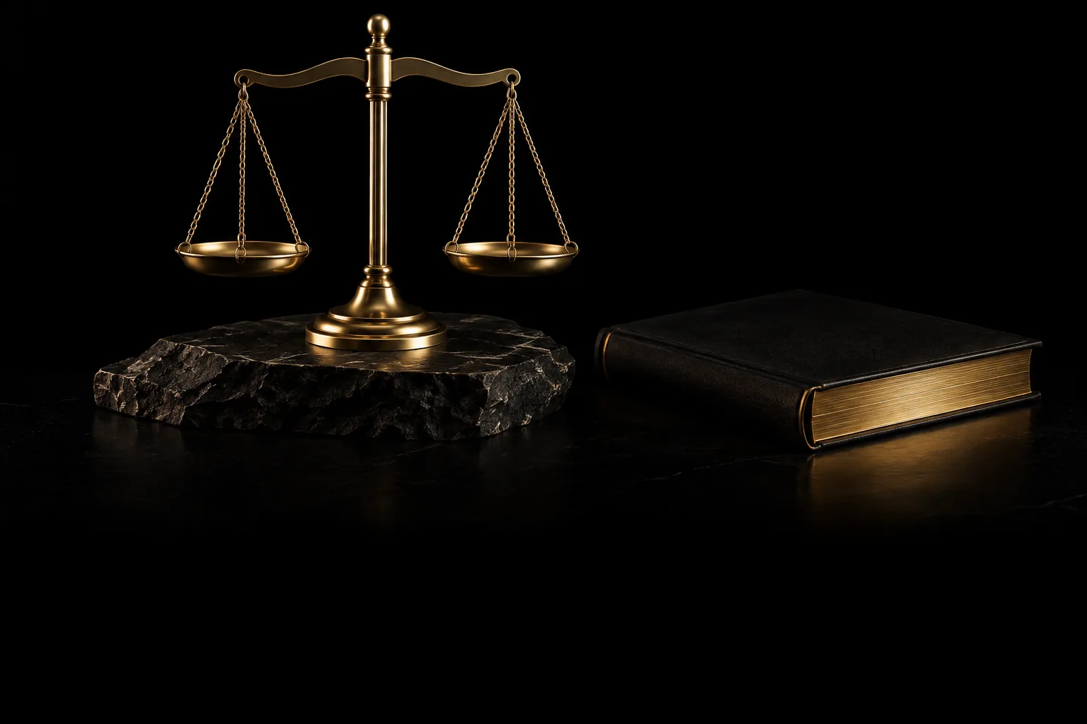 Gold scales beside a book, representing accountable decisions